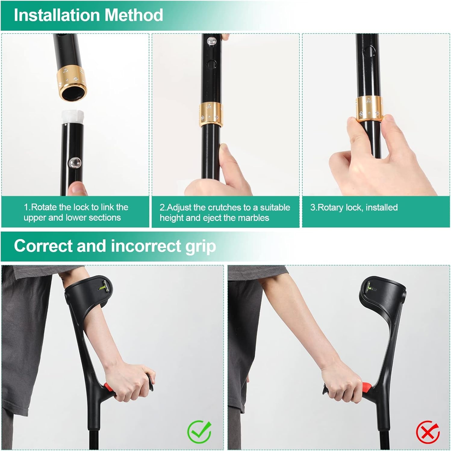 Krukken voor volwassenen, verstelbaar, rood - 30% korting