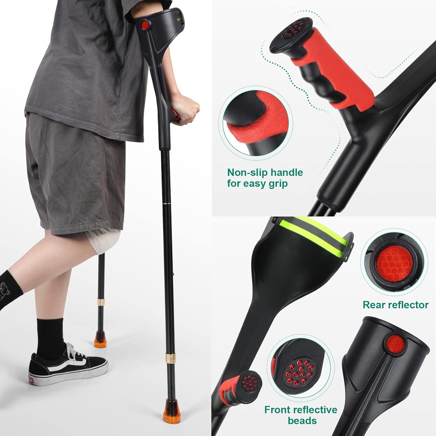 Krukken voor volwassenen, verstelbaar, rood - 30% korting