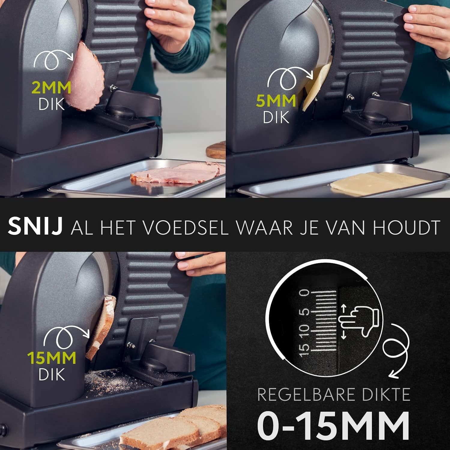 Elektrische Allessnijder - 30% Korting - Verstelbaar 0-15mm, 2 Bladen