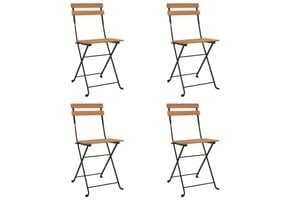 vidaXL Bistrostoelen 4 st. Inklapbaar Massief Teakhout/Staal - 47% Korting!