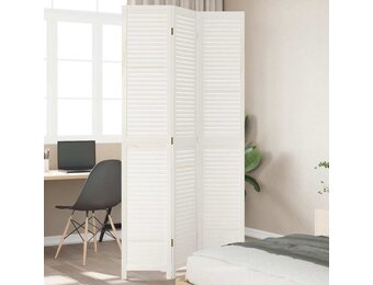 vidaXL Kamerscherm met 3 panelen massief paulowniahout wit