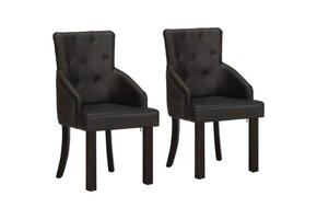 vidaXL Eetkamerstoelen 2 st echt geitenleer zwart