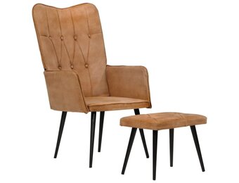 vidaXL Fauteuil met Voetensteun | Canvas Bruin | 30% Korting