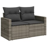 vidaXL Tuinbank 2-zits met kussens, Poly Rattan Grijs (-35%)