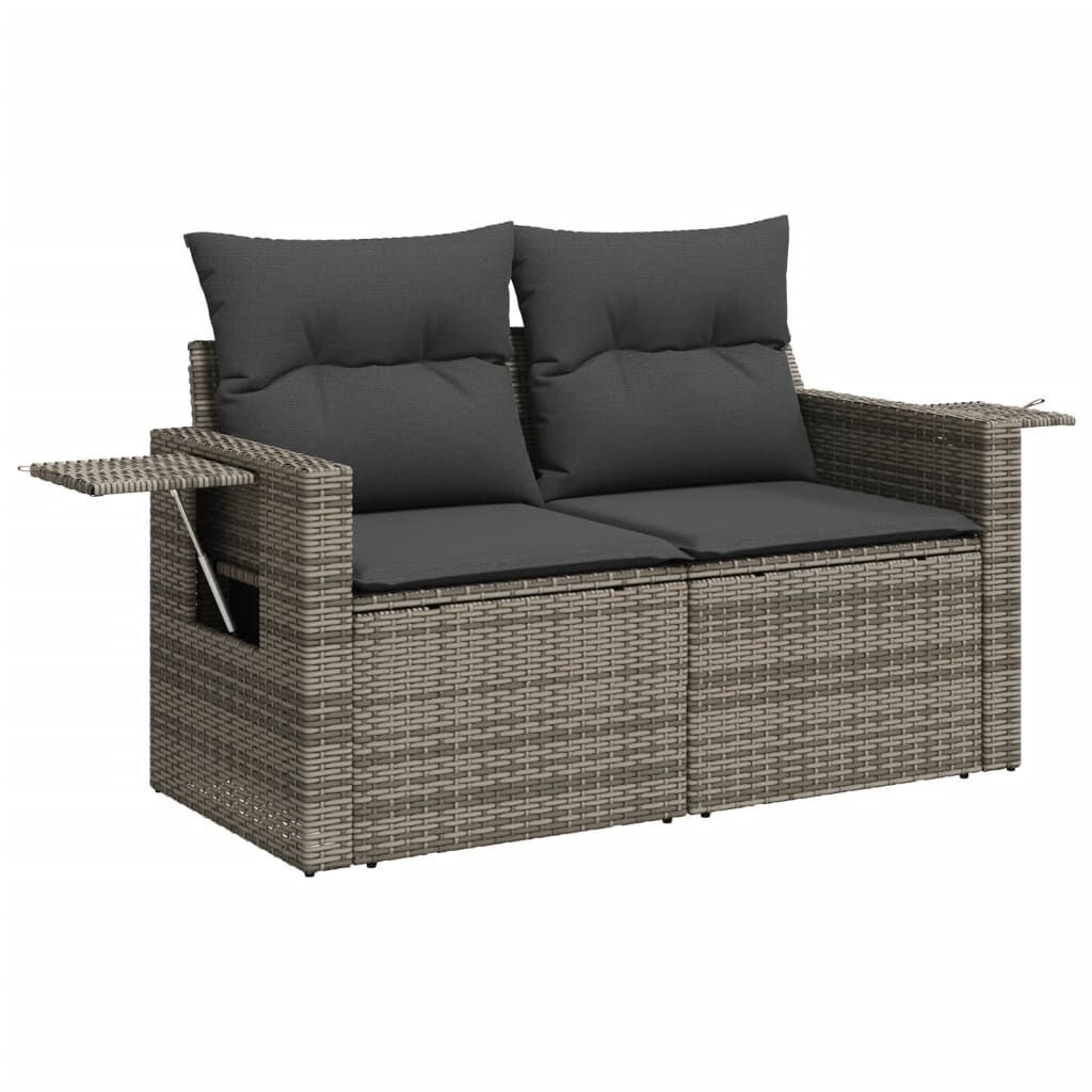 vidaXL Tuinbank 2-zits met kussens, Poly Rattan Grijs (-35%)