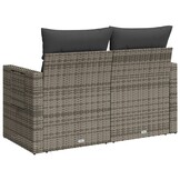 vidaXL Tuinbank 2-zits met kussens, Poly Rattan Grijs (-35%)