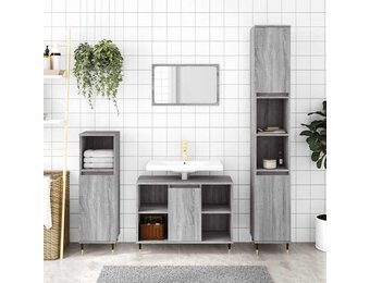 vidaXL Badkamerkast 30x30x100 cm bewerkt hout grijs sonoma eikenkleur