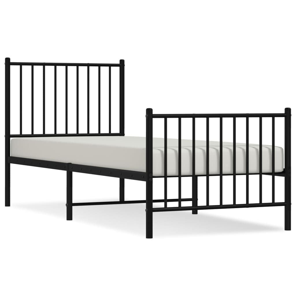 vidaXL Bedframe met hoofd- en voeteneinde metaal zwart 80x200 cm