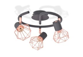vidaXL Plafondlamp 3 Spots E14 Zwart/Koper - 41% Korting!