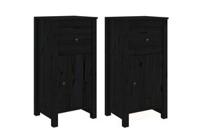 vidaXL Dressoirs 2 st 40x35x80 cm massief grenenhout zwart