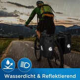 Set van 2 fietstas, bagagedrager, 48 liter, van zeildoek, achter, bagagedragertas met reflectoren, met draaggreep en schouderriem (2, 32 liter)
