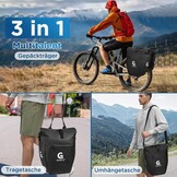 Set van 2 fietstas, bagagedrager, 48 liter, van zeildoek, achter, bagagedragertas met reflectoren, met draaggreep en schouderriem (2, 32 liter)