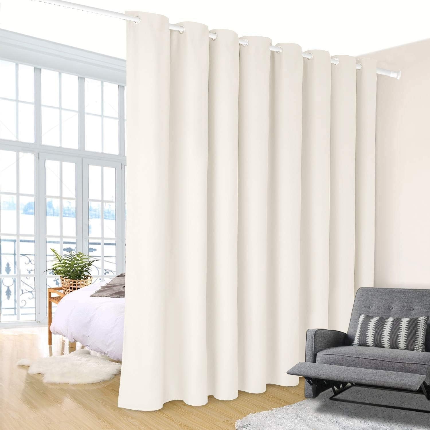 Vailge Telescopic Hanging Rod, 210-310 cm, White, Clamping Rod for Curtains and Room Divider, Fully Extendible Tension Rod