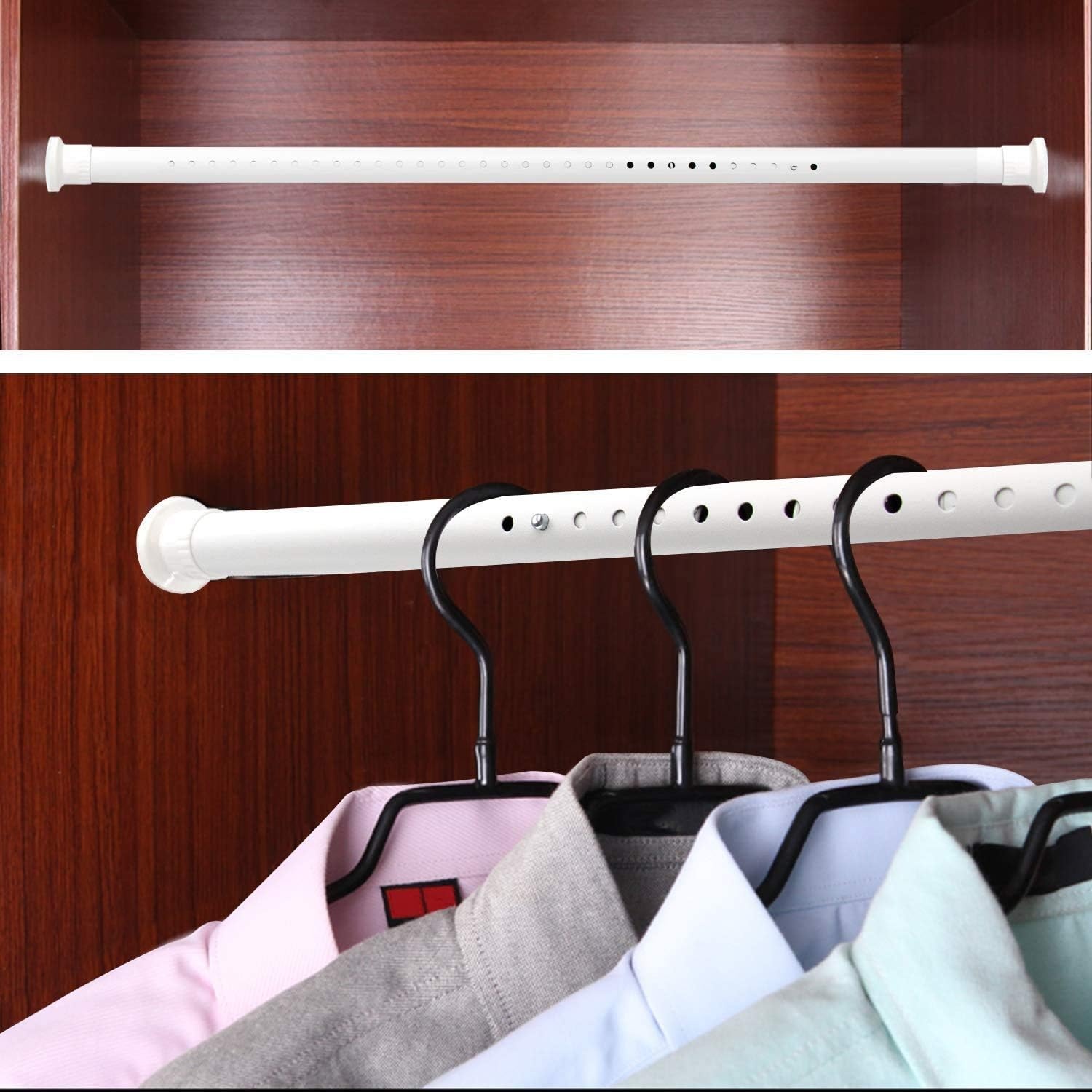Vailge Telescopic Hanging Rod, 210-310 cm, White, Clamping Rod for Curtains and Room Divider, Fully Extendible Tension Rod