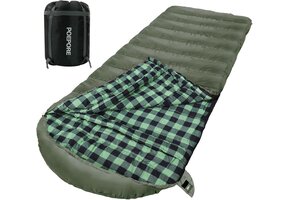 0 Degree Sleeping Bag 100% Cotton Flannel XXL Cold Weather Winter Oversized Sleeping Bag for Adults Camping Zero Degree Big and Tall with Compression Sack