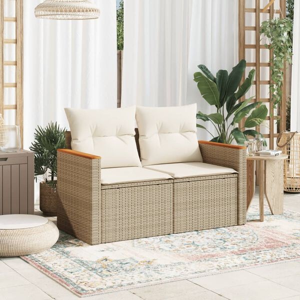 vidaXL Tuinbank 2-zits Poly Rattan Beige - 37% Korting!