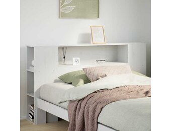 vidaXL Hoofdbord met opbergruimte 140 cm massief grenenhout wit