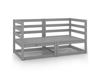 vidaXL Tuinbank 2-zits massief grenenhout grijs