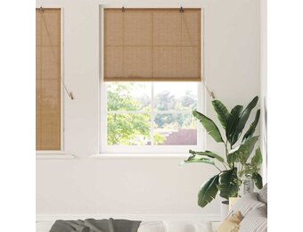 vidaXL Raambuiten & Gordijnen met gordijnen Licht Bruin Bamboe