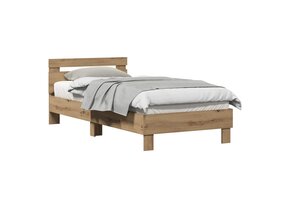 vidaXL Bedframe met hoofdeinde Artisan Eiken 90 x 200 cm Bewerkt hout