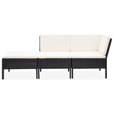 vidaXL Loungeset Poly Rattan Zwart - 3-Delig - 30% Korting