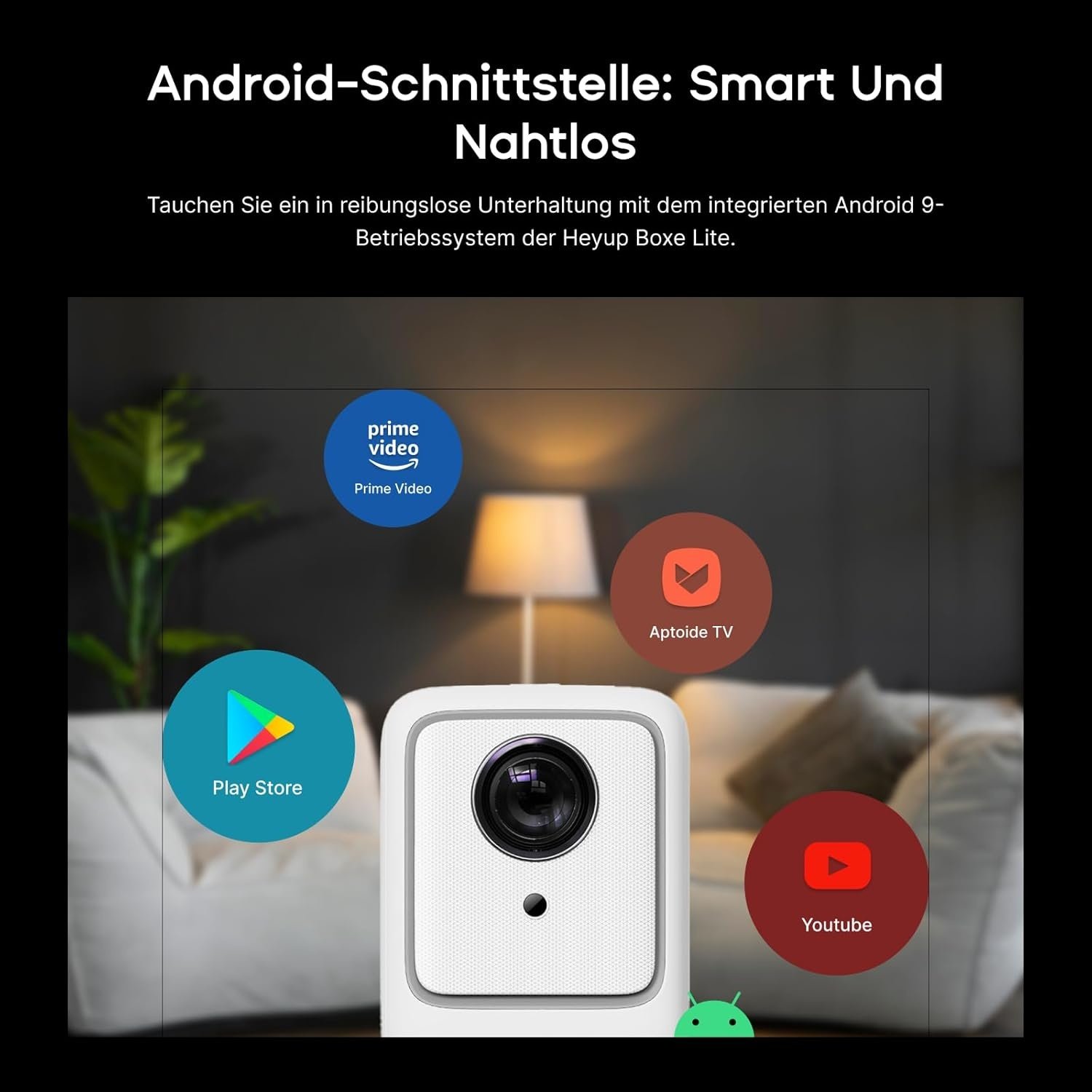 Mini Beamer Heyup Boxe Lite: 1080P, 10000L, Bluetooth - Nu 30% Korting!