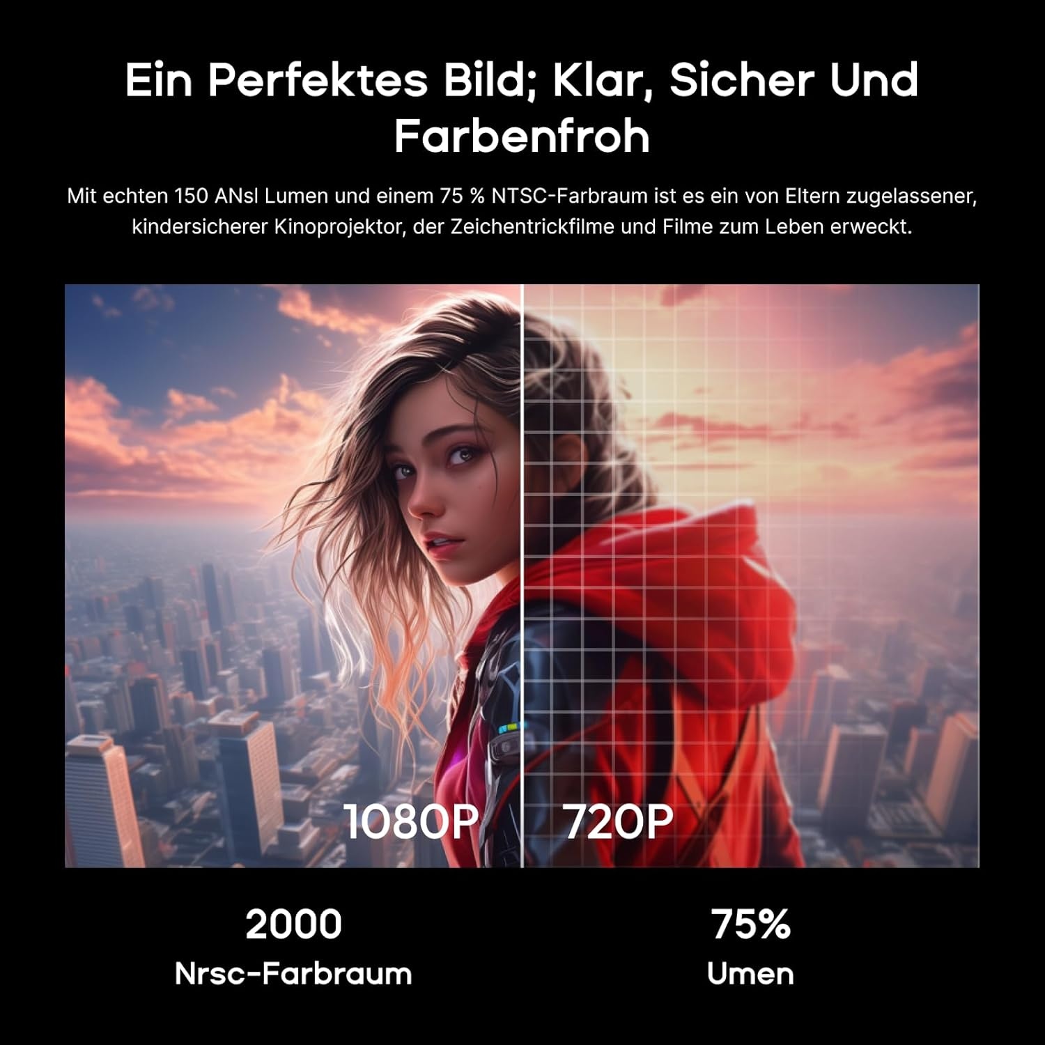 Mini Beamer Heyup Boxe Lite: 1080P, 10000L, Bluetooth - Nu 30% Korting!