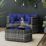 vidaXL Loungeset 4-delig Poly Rattan Grijs - 37% Korting