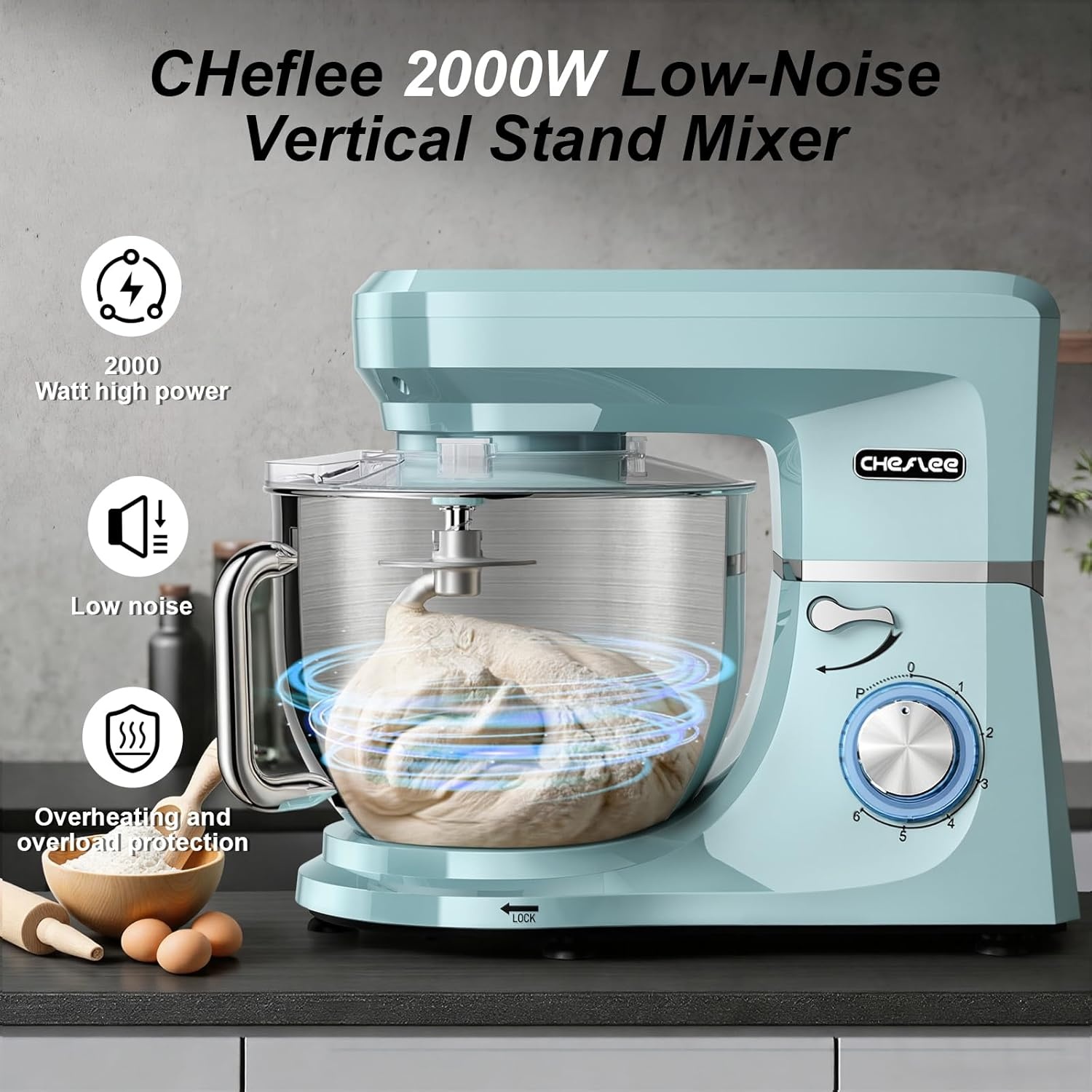 CHeflee Keukenmachine 2000W - 7.2L Kom - 55% Korting!