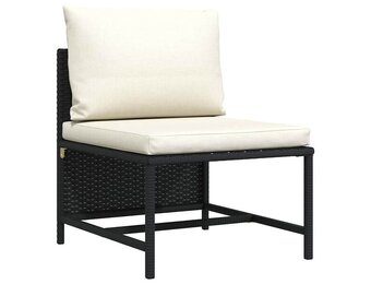 vidaXL Sectionele Middenbank met Kussens - Poly Rattan Zwart (41% Korting!)