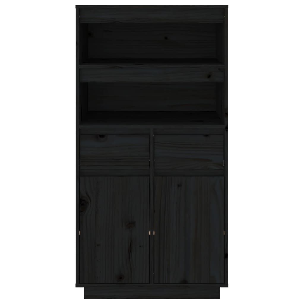 vidaXL Hoge kast Grenenhout Zwart - 35% Korting