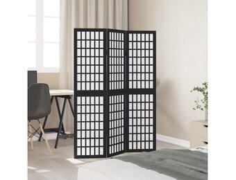 vidaXL Kamerscherm 3 panelen Paulowniahout Zwart - 55% Korting