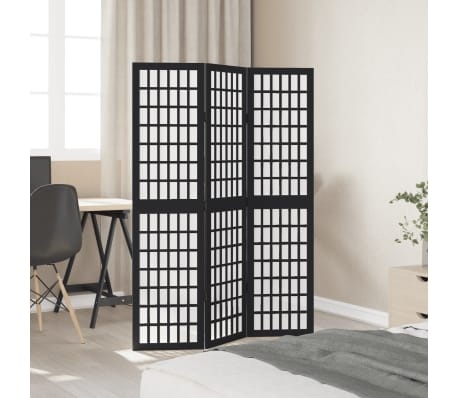 vidaXL Kamerscherm 3 panelen Paulowniahout Zwart - 55% Korting