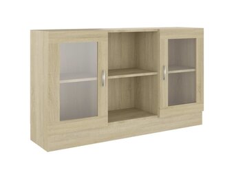vidaXL Vitrinekast 120x30,5x70 cm bewerkt hout sonoma eikenkleurig
