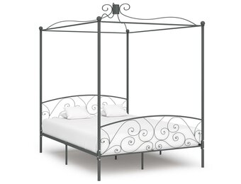 vidaXL Hemelbedframe metaal grijs 160x200 cm
