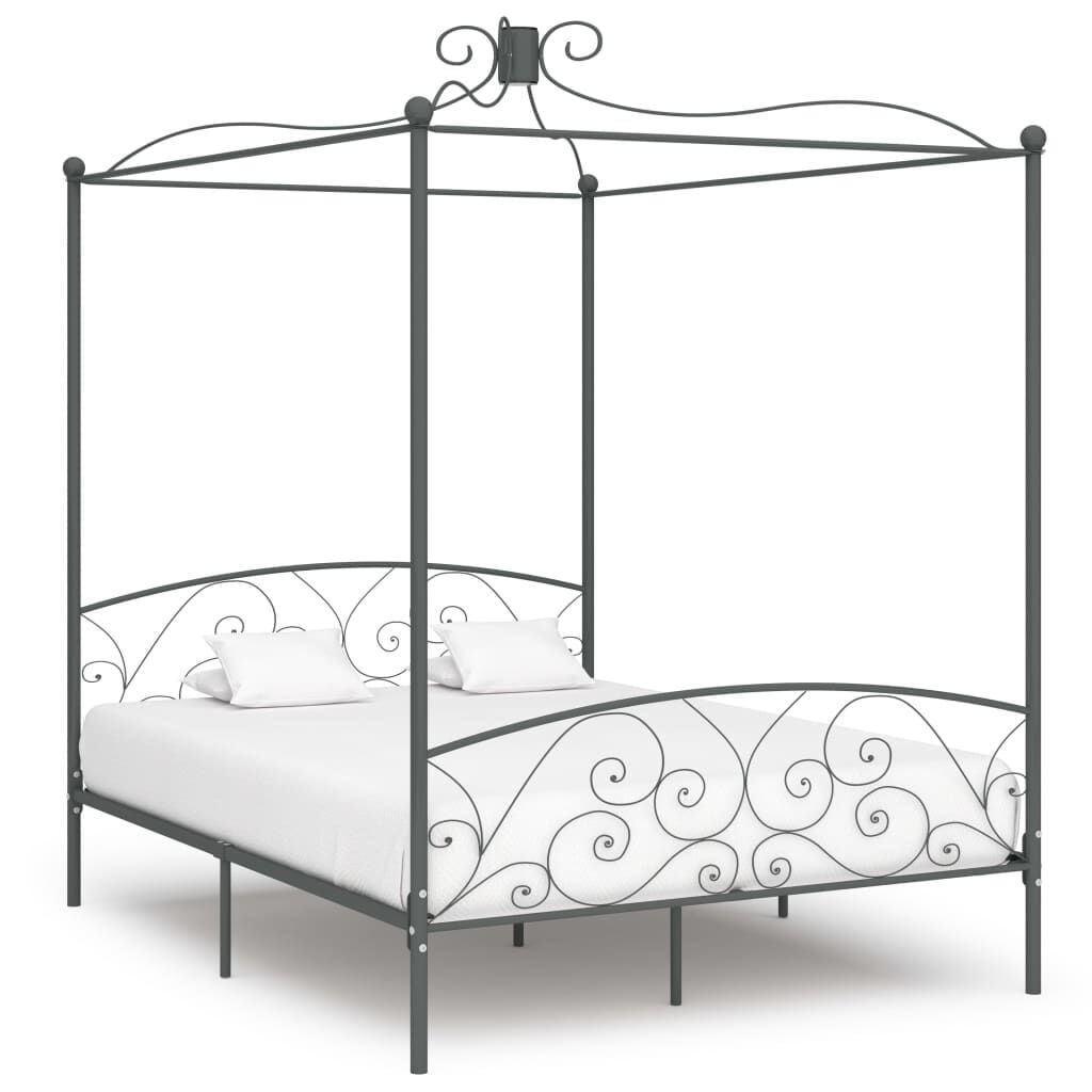 vidaXL Hemelbedframe metaal grijs 160x200 cm