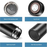 Intelligente drinkfles met lcd-touchscreen, roestvrij staal, voor warme en koude dranken, 450 ml, geïsoleerd, voor koffie en thee, rood