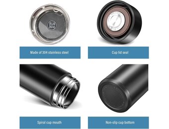 Intelligente drinkfles met lcd-touchscreen, roestvrij staal, voor warme en koude dranken, 450 ml, geïsoleerd, voor koffie en thee, rood