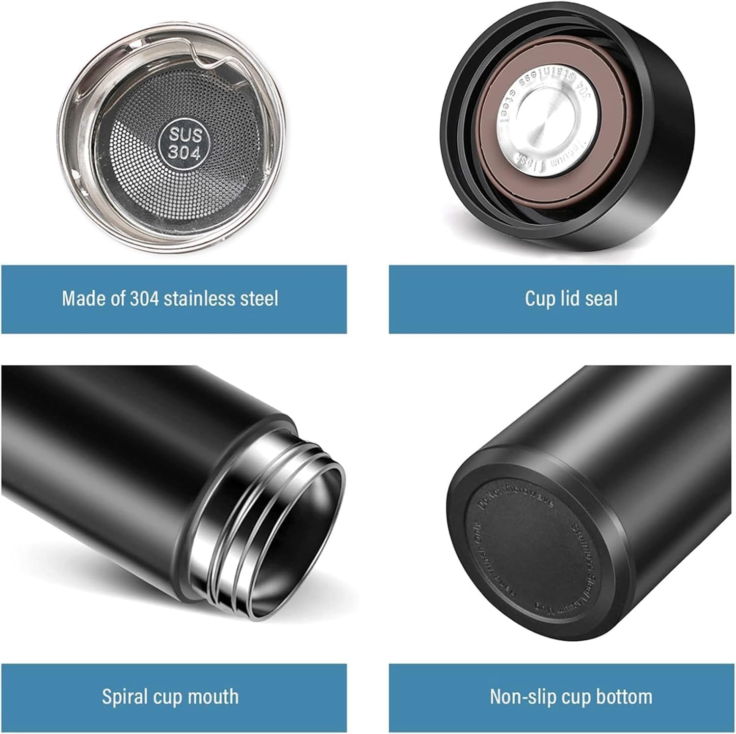 Intelligente drinkfles met lcd-touchscreen, roestvrij staal, voor warme en koude dranken, 450 ml, geïsoleerd, voor koffie en thee, rood