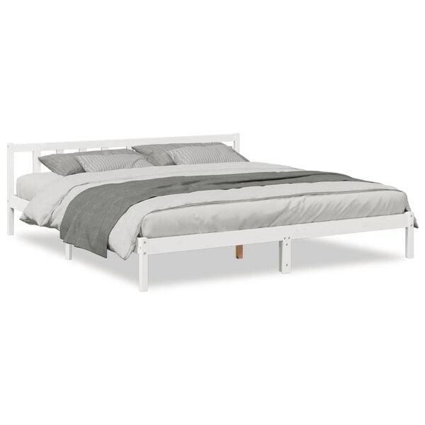vidaXL Bedframe extra lang zonder matras grenenhout wit 200x220 cm