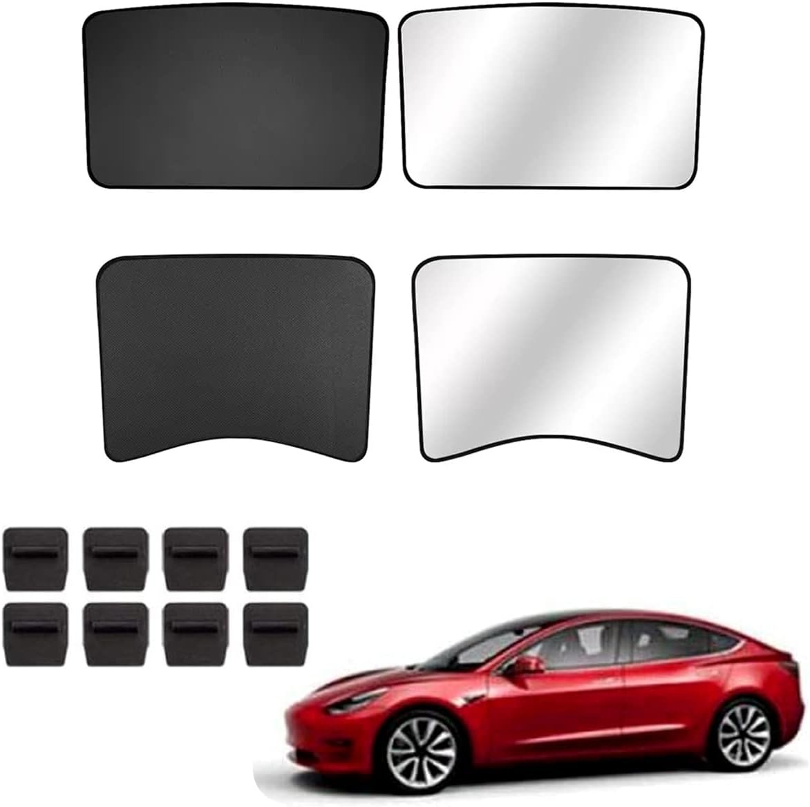 topfit voor Model 3 luifel zonnedak auto UV-bescherming raamluifel opvouwbare glazen dakluifel Model 3 voor- en achterraamluifels voor 2021-2025