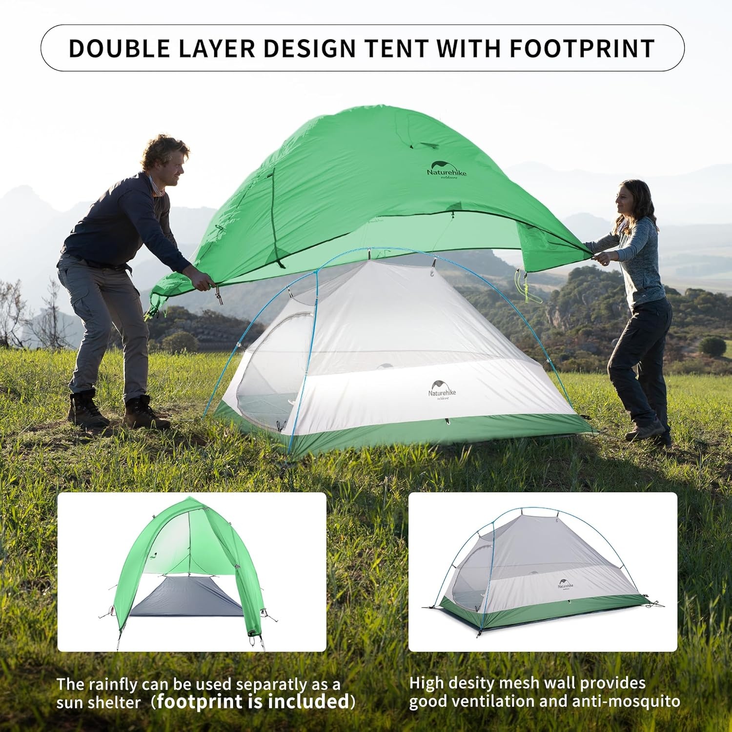 Naturehike Cloud up 1 Person Dome Tent Ultralight Tent Suitable for Camping and Hiking