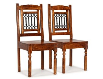 vidaXL Eetkamerstoelen 2 st klassiek hout met honingafwerking