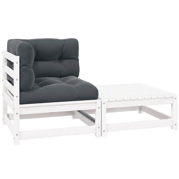 VidaXL 2-delige Loungeset Grenenhout Wit - Nu 37% Korting!