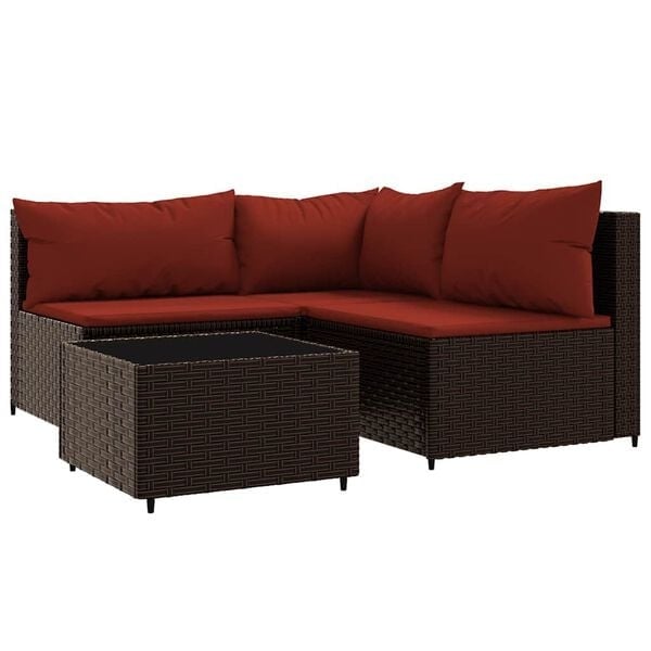 vidaXL 4-delige Loungeset poly rattan bruin | -41%