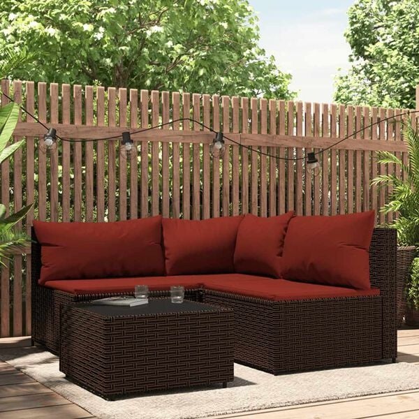 vidaXL 4-delige Loungeset poly rattan bruin | -41%