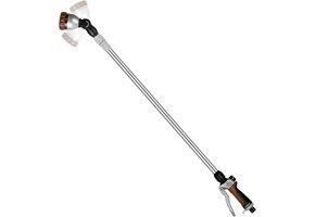 RESTMO Telescopische Tuinspuit 92-152 cm Metaal, Lange Tuinspuit met 180° Draaibare Kop, 7 Verstelbare Sproeimodussen voor Hangende Potten en Struiken, Bruin