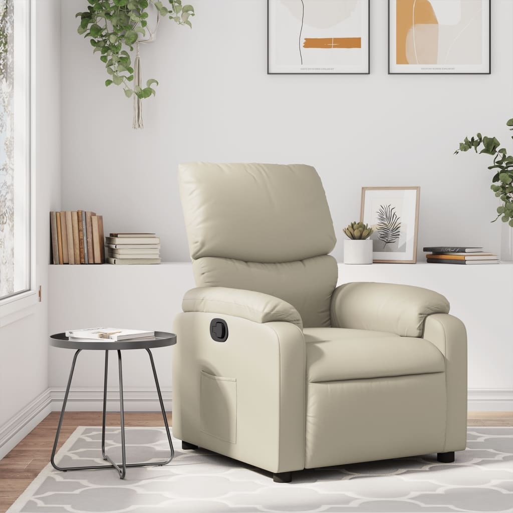 vidaXL Fauteuil Kunstleer Crèmekleurig - Verstelbaar met 47% Korting!