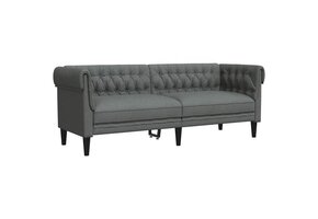 vidaXL Driezitsbank Chesterfield-stijl stof donkergrijs