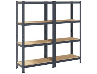 VidaXL Opbergrekken 4-laags (2st) - Staal/Hout Antraciet - 41% Korting!